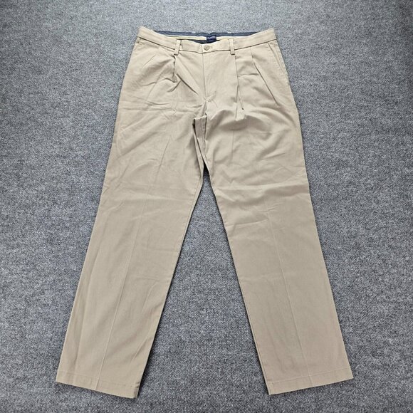Dockers Pants Mens 36x34 Beige Khaki Pleated Classic‎ Fit Flex Comfort Casual - Picture 1 of 10